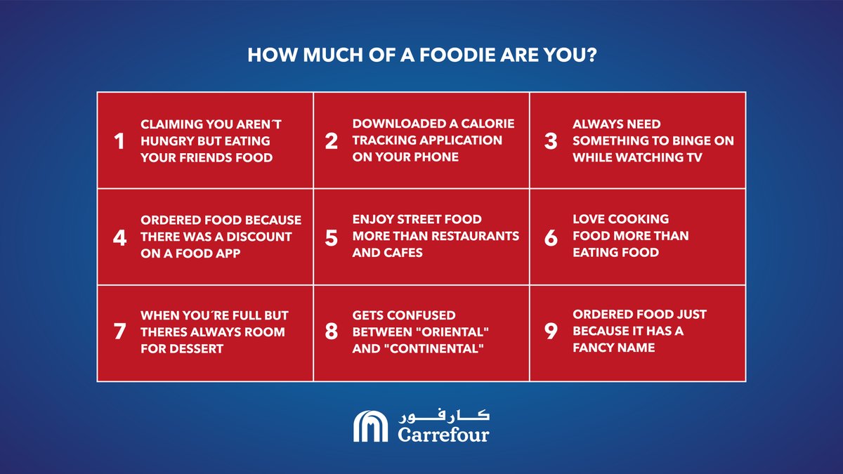 CarrefourUAE's tweet photo. Comment below with your foodie score until the 28th of October for a chance to win a 100 AED gift voucher!  #MoreForYou #GreatMoments @MajidAlFuttaim 
*T&amp;Cs Apply
*Competition ends on 28 October at 11:59pm https://t.co/0x7LhtTfnO