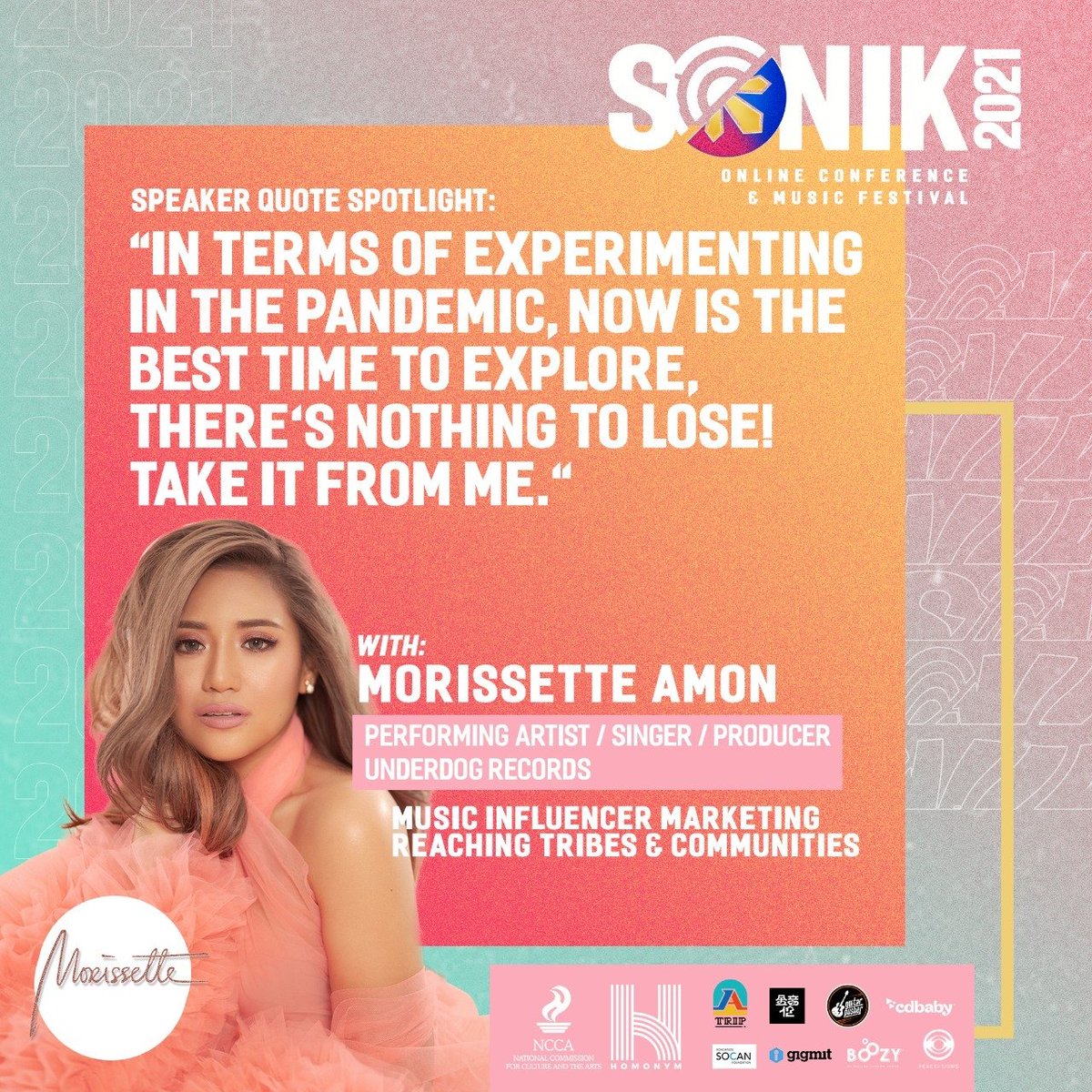 sonikph's tweet photo. Speaker Quote Spotlight from Morissette at  #SonikPH2021

Join us here: https://t.co/zgNh5hlBkI

#PhilippinesRising ⤴️
#MusicConference https://t.co/8gsQngRk0h