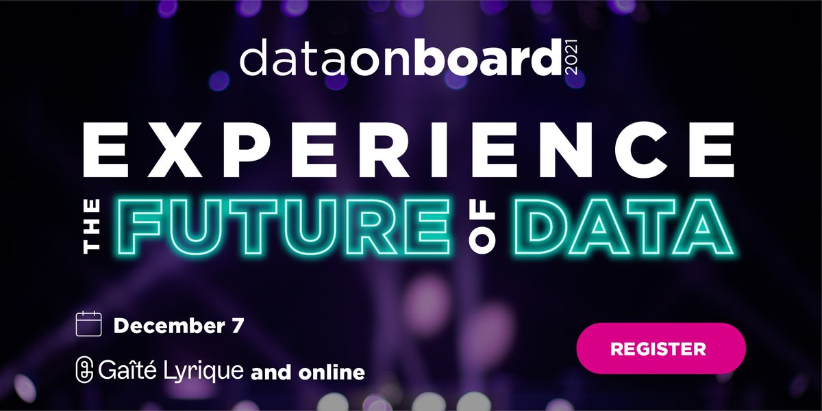 What do you have planned for December 7? 
How about joining a community of data project leaders who want to build the data experiences of tomorrow? 
Data on Board 2021 will take place at La Gaité Lyrique, register now 👉  hubs.la/H0ZLN9X0

📅 Tuesday, December 7