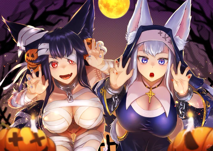 🍭🎃🦊Trick or Treat !!🦊🎃🍩
#グラブル  #ユエル #ソシエ #ハロウィン 