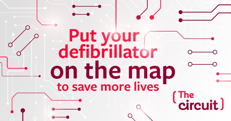 TheBHF's tweet photo. Find out how our defibrillator database, The Circuit, aims to connect these life saving devices to NHS ambulance services across the UK (and how you can help).