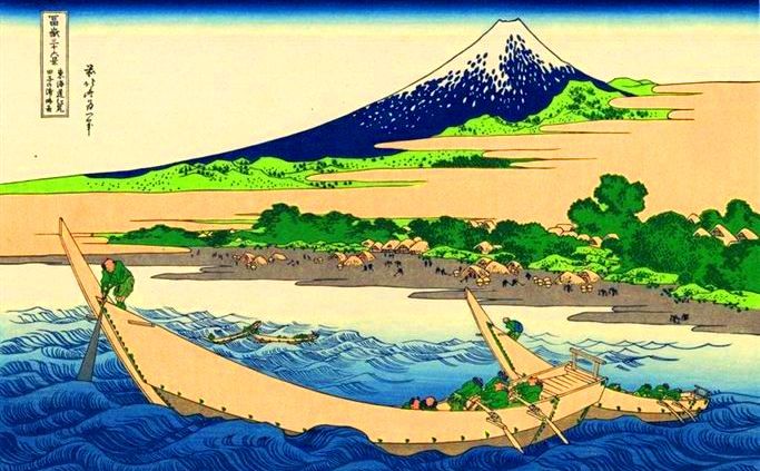 Пролетая над бассейном реки я видел. Кацусика Хокусай «залив нобото». Гора Фудзи картина Хокусай. Японская живопись пейзаж Хокусай. СТО видов горы Фудзи Хокусай.