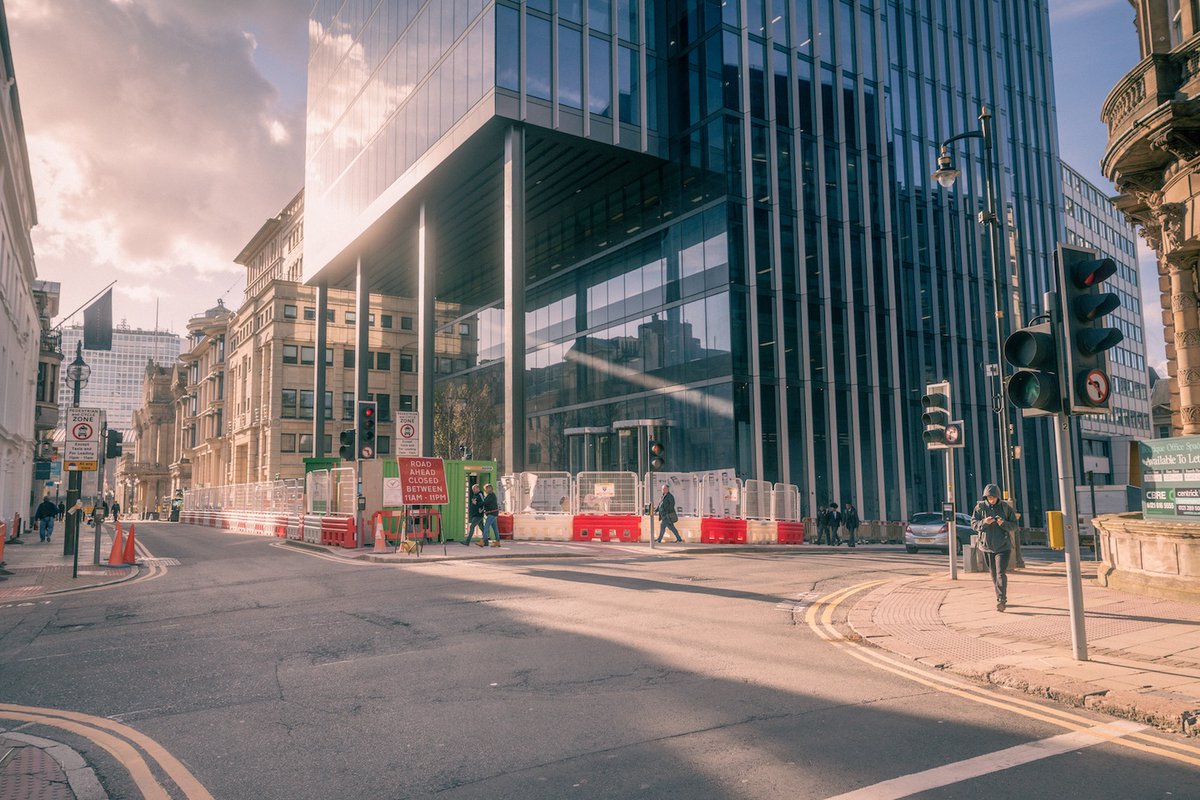 103ColmoreRow's tweet photo. With the hoardings around #103ColmoreRow now removed, you can get a true sense of the size and scale of the entrance to the building. 

#AboveAllElse #AimHigher https://t.co/q9zcNHr6it