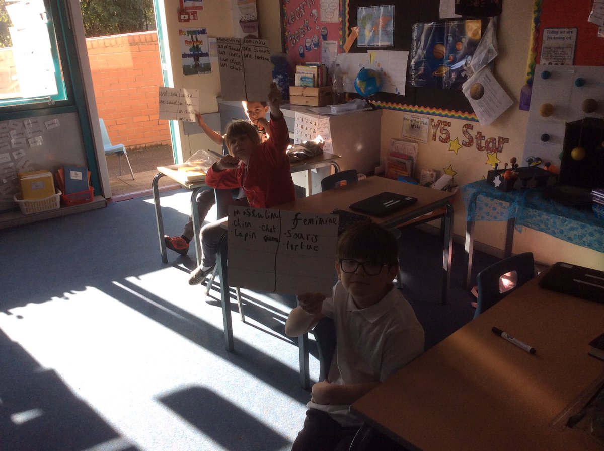 Year 5 French. Yesterday we learnt some animals and whether they were masculine or feminine words #joeysfrench
