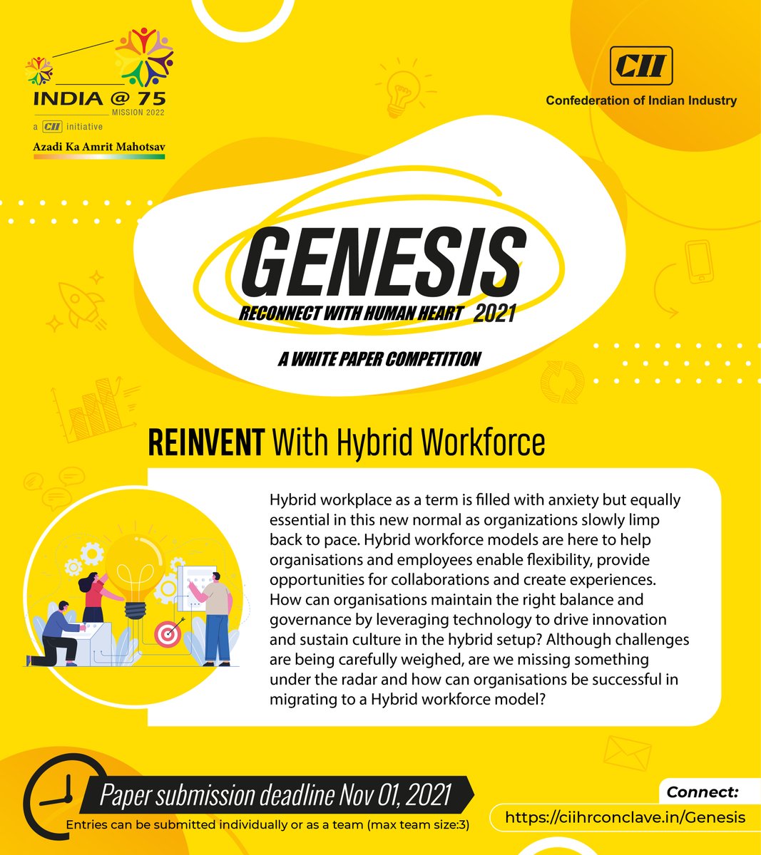 CIIKOLCOE's tweet photo. How can organisations maintain the right balance and governance by leveraging technology?
Come forward and submit the best ideas.
For free registration visit - https://t.co/UmjvA6ZCNe
#ciigenesis #ciisncel #ciihrconclave #ciihr #ciihrc2021 https://t.co/J83hF14FpZ