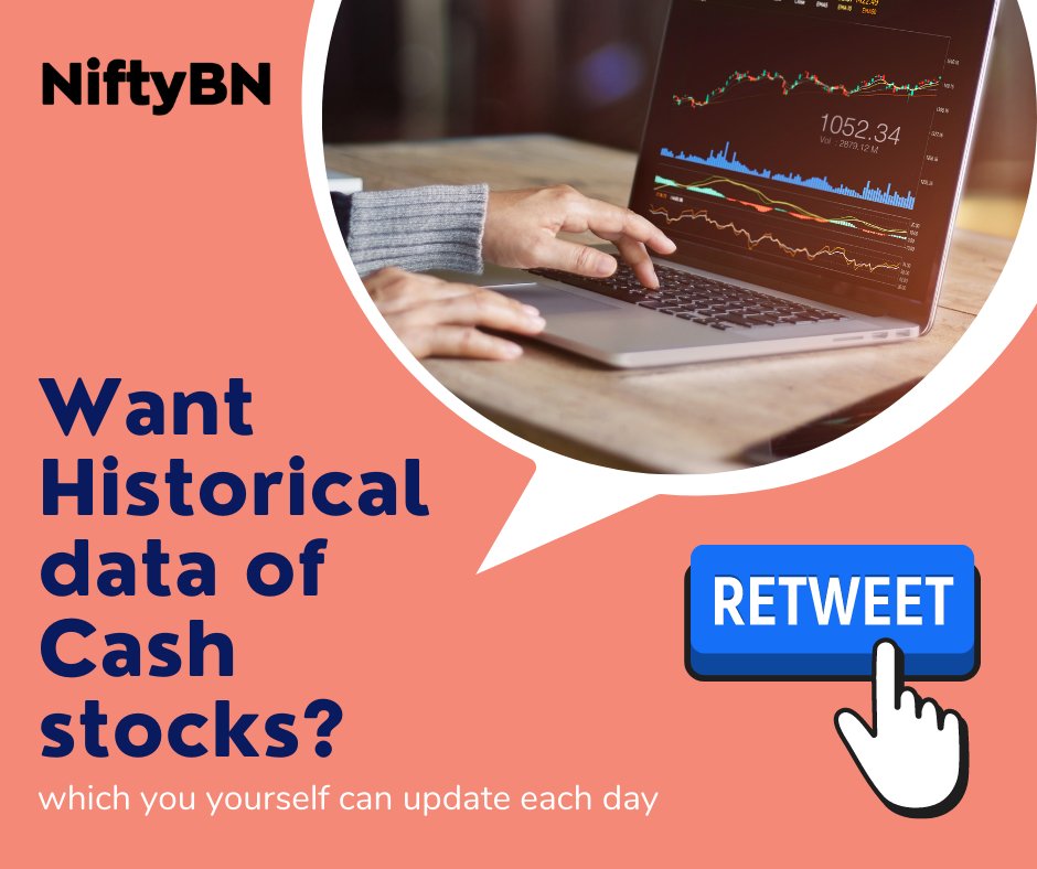 niftybn's tweet photo. Want historical data of Cash stocks (in excel) which you yourself can update each day EOD? Then Retweet this as much as possible. Will share the excel sheet on Monday based on the response.

#StockMarketindia #stocks #stockmarkets https://t.co/xOHlbR2j11