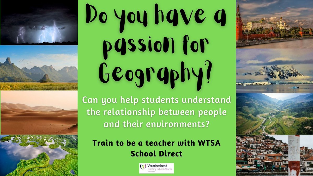 ITTWeatherhead's tweet photo. View our #SchoolDirect #Geography teacher training course here https://t.co/7WNKQtz6Jz
Applications are now open.  
@BHSAcademy #getintoteaching #teaching #postgraduate #PGCE #geographyteacher #ITT @LJMU_Teach https://t.co/Fi6XsaacNj