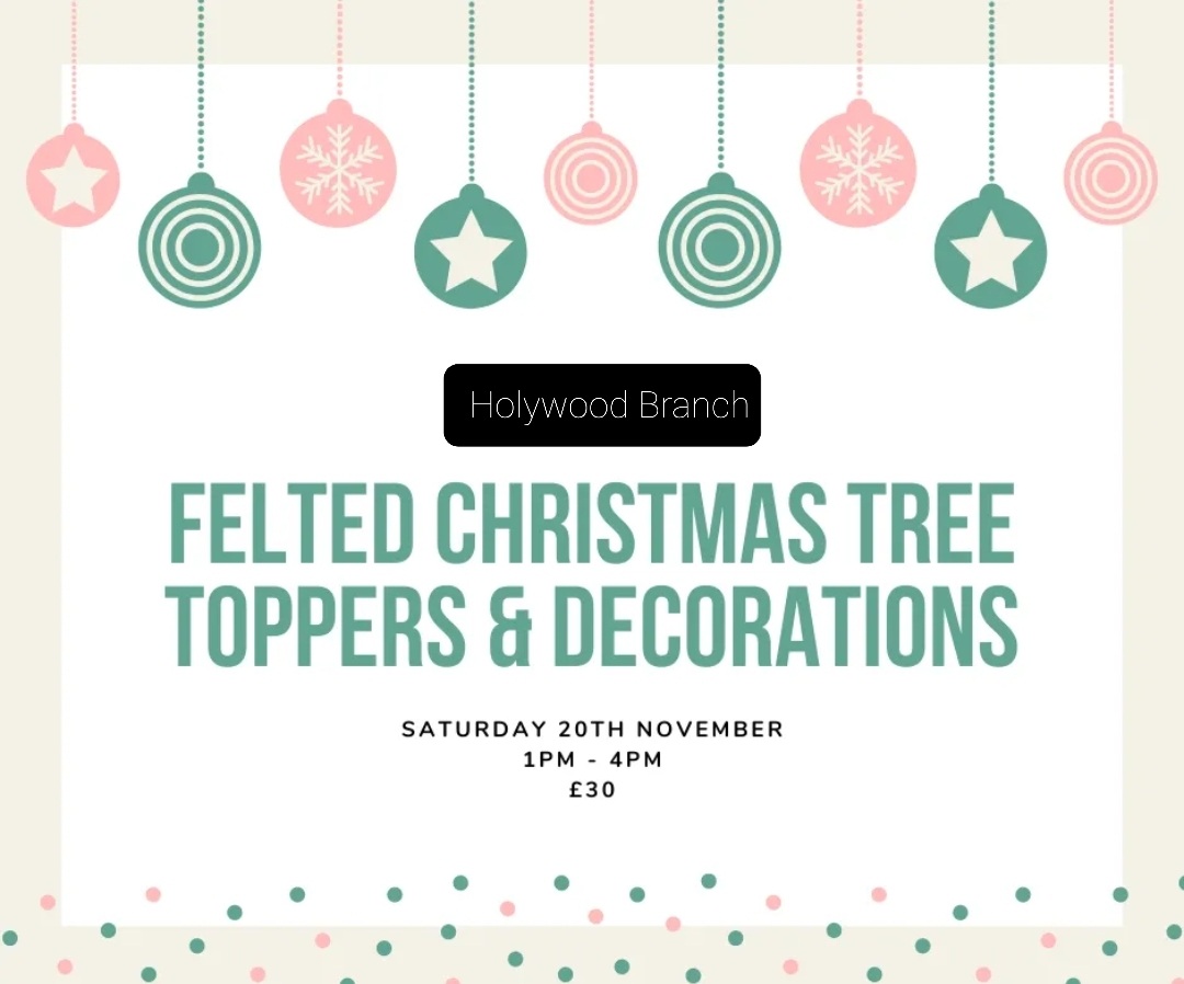 YarnPatch's tweet photo. 🎅Another amazing Christmas themed felted crafts workshop will be in our Holywood Branch on Sat 4th Dec.🎄Come along &amp; join in the festive spirit to make felted tree toppers &amp; decorations of Angels &amp; Stars! 1pm to 4pm for only £30. #yarn #yarnshop #yarnshopbelfast #holywood https://t.co/YjFavoaquR