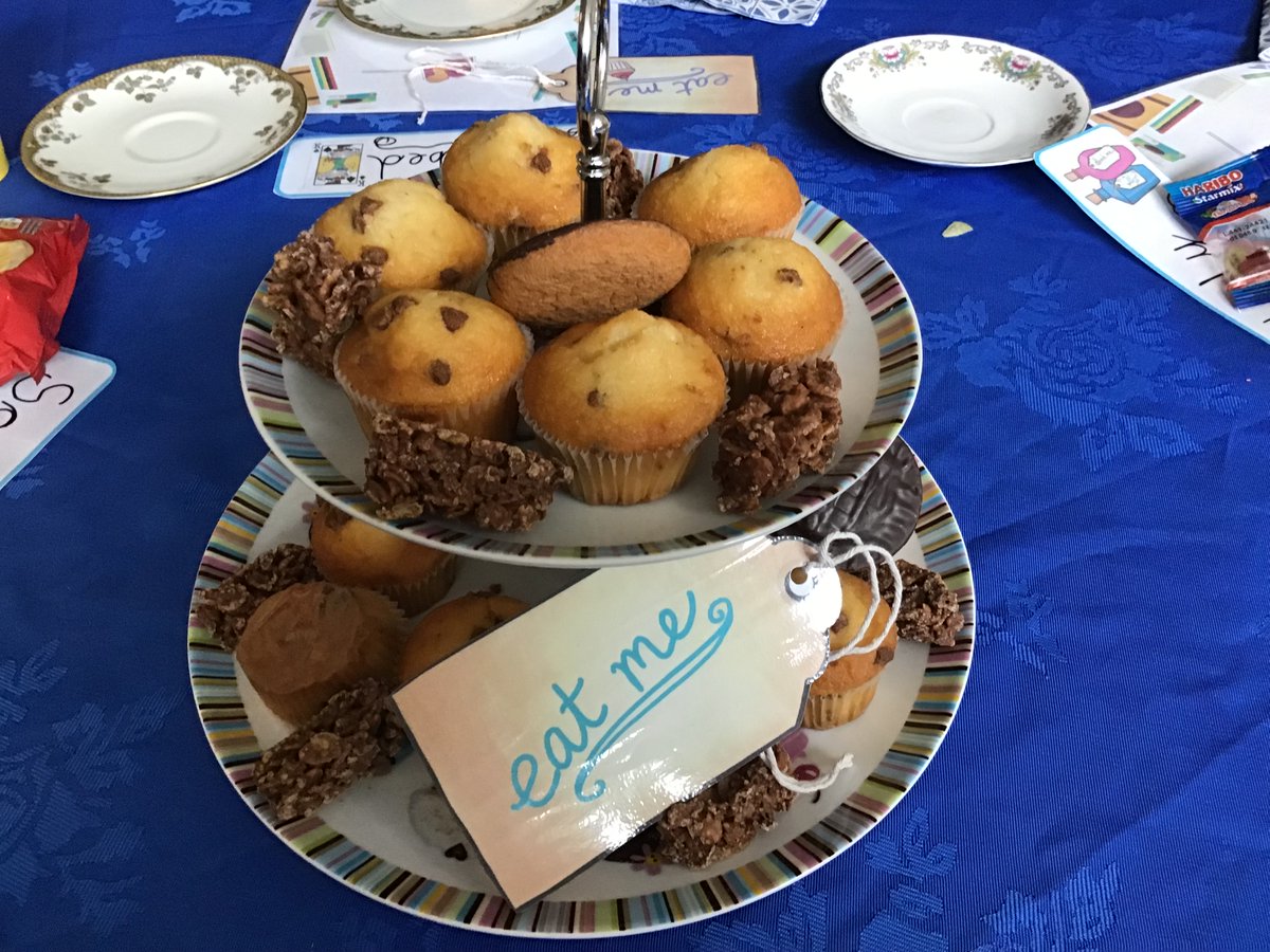 ReadingatOLSP's tweet photo. We're all mad here (about reading)! This afternoon, some of our fabulous readers enjoyed an 'Alice in Wonderland' inspired afternoon tea in recognition of their effort in reading this half term.

Well done all!
@CSEL_STOC https://t.co/F7X8VOb4A2