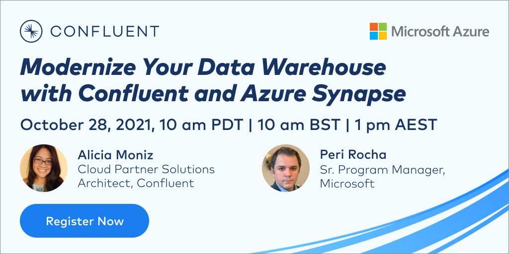 confluentinc's tweet photo. Migrating your on-prem data warehouse and connecting data warehouses across clouds don't have to be multi-year lift and shifts. Join our webinar with @Microsoft to see how Confluent and @Azure Synapse can help! https://t.co/KJC30nEsIW #MSpartners https://t.co/wQiOHX4EVj