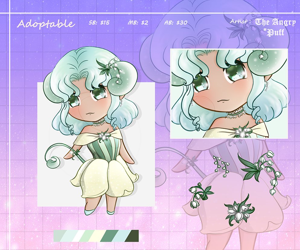 PuffAngry's tweet image. Flower girl adoptables ❤ 
Starting bid: $15
Minimum bid increase: $2
Autobuy: $30
Payment via paypal
General adoptable rule list here: facebook.com/media/set/?van…
Auction will close after 72 hours or until they've found a good home. 

#adoptables #kemonomimi #chibiart