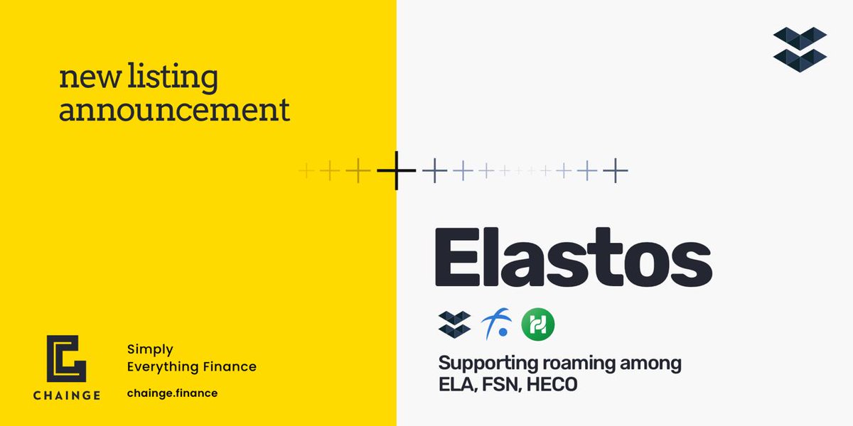 FinanceChainge's tweet photo. 🚀 NEW ASSET LISTING!

🪙 We're proud to announce we now support $ELA in the https://t.co/4HdKdIb7uk roaming on 3 chains @FUSIONProtocol @ElastosInfo @HECO_Chain 

#DeFi #crosschain #FintechNews #listing #DEX https://t.co/tcixaKZKG1