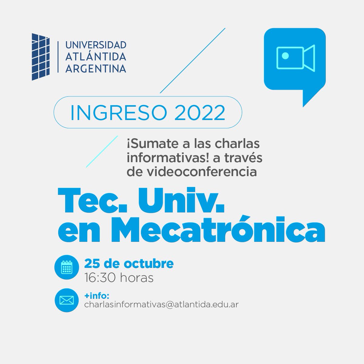 ¿No sabés qué estudiar? 🤔 En la Altántida podés estudiar Tecnicatura Universitario en Mecatrónica

👉🏼Sumate a la charla informativa que vamos a dictar el 25 de octubre 16:30hs

📲Te podés sumar ingresando aquí forms.gle/fUwR1wHh7ads2W…

➕info: charlasinformativas@atlantida.edu.ar