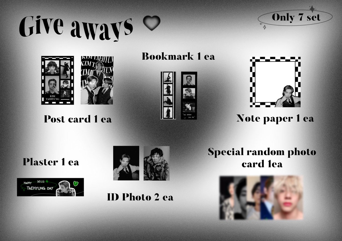 astramars_'s tweet photo. 𝑮𝒊𝒗𝒆 𝑨𝒘𝒂𝒚 𝑻𝒂𝒆𝒉𝒚𝒖𝒏𝒈 ♡

𝘗𝘭𝘴,𝘳𝘦𝘵𝘸𝘦𝘦𝘵 (สุ่มแจก 1 set) ส่งฟรี ฟลว.
♡ only 7 set ❕รอบไปร (ปิดรับแลก)
♡ form 9 Dec time : 21:00
♡ shipping 50฿. (ได้2 เซทนะคะ อีกเซทใต้เม้น)

รายละเอียด👇🏻
#KimTaehuyng 
#HappyTaehyungDay
#HappyBirthdayTaehyung
#HAPPYVDAY https://t.co/RM42w6wMJO