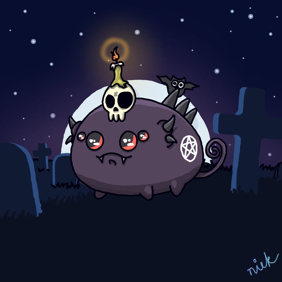 dniek05's tweet photo. @CollectorsGG @AxieInfinity say hello to demi 😽 the isekai axie who reincarnated as a demon king's fav pet

#halloweenaxie #artart #AxieInfinity #AxieScholar https://t.co/iP1z4S4WV7