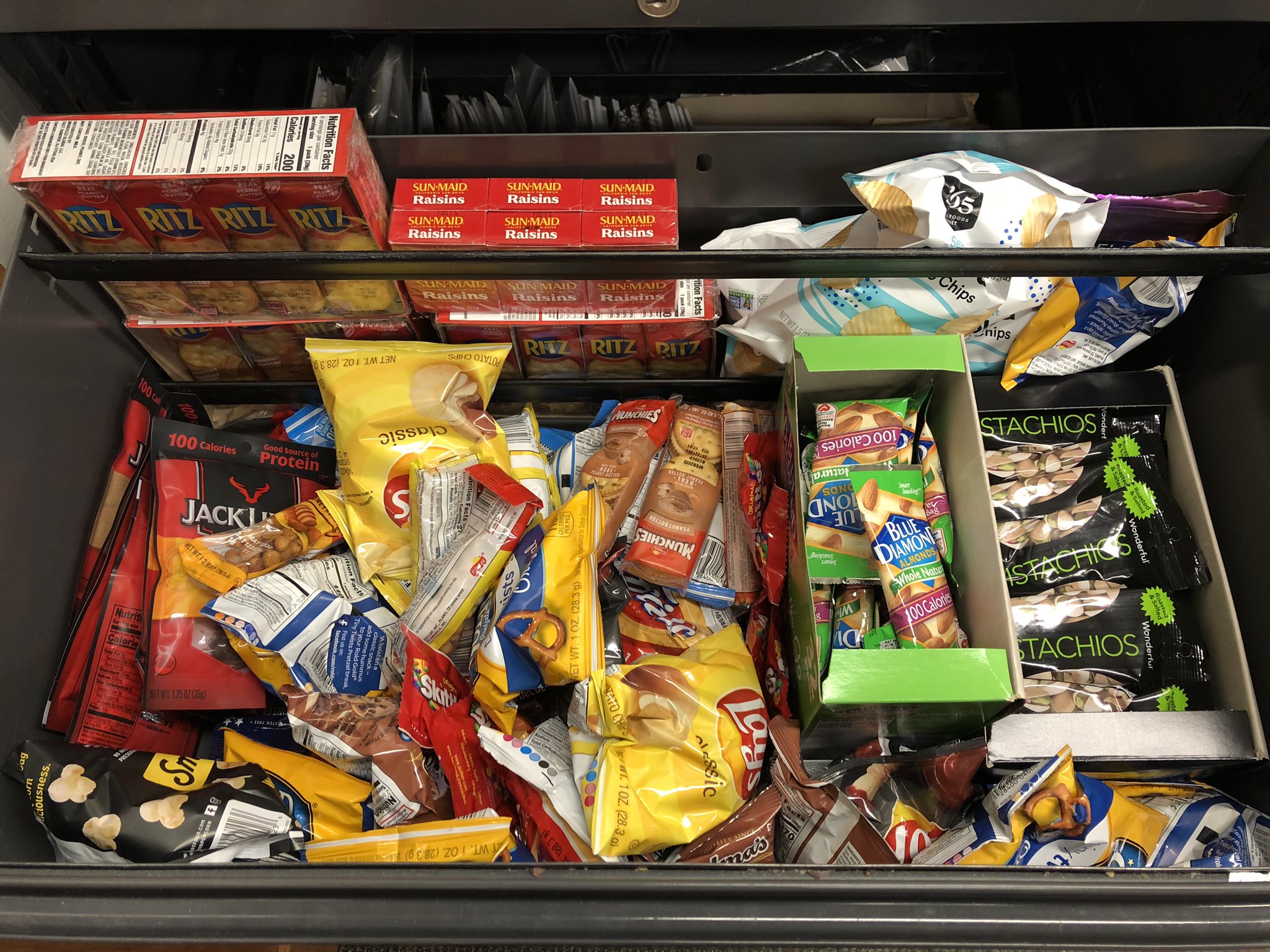 KayserLab on X: After a long covid hiatus, lab snack drawer is back with a  vengeance🍫🍿🥨  / X