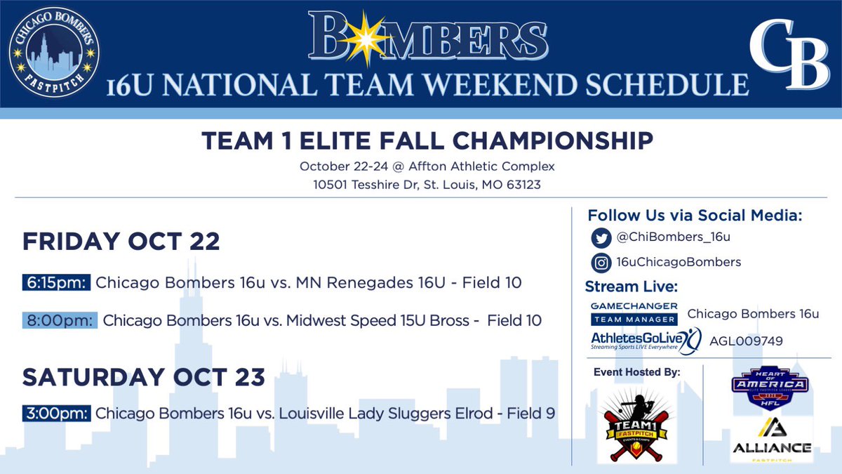 IAPremier_Shrai's tweet photo. Weeknd Update
Team1 Elite Fall Championships 
AfftonAthletic Complex Affton,MO

Pool Games Start Tonight

Fri Oct22(F10) 
6:15pm🆚MNRenegades16u
8pm🆚MidwestSpeed15uBross

Sat Oct23(F9)
3pm🆚LouisvilleLdySluggersElrod

@HFLfastpitch @Team1_fastpitch @thealliancefp @AthletesGoLive https://t.co/SOnnkGj5MK