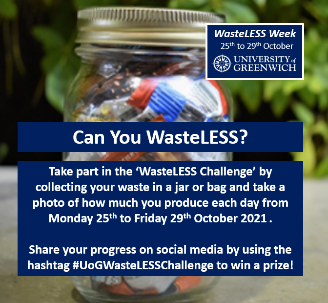 SustainableGRE's tweet photo. Check out how you can get involved with @UniofGreenwich's #WasteLessWeek here: https://t.co/W3GTPK8JG8 Lot's of info and competitions to help you slim your bin and help the planet. 🌍♻️😇 https://t.co/TEJtxeCmsk