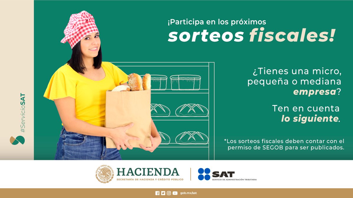 SATMX's tweet photo. Participa en los #SorteosFiscales del SAT. Aquí más información: (1/3) https://t.co/ALYOqQ7qeP