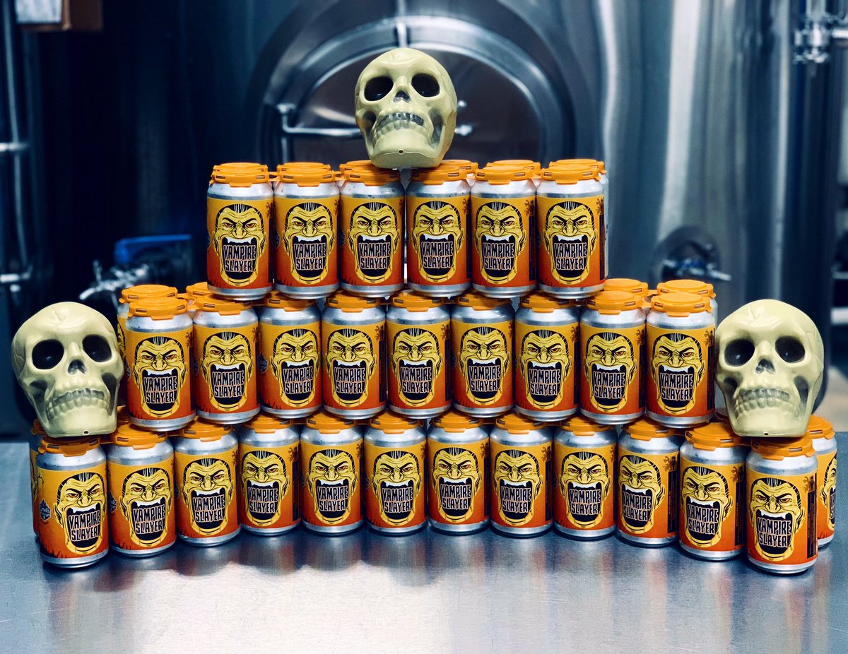 NEW BEER FRIDAY!!!
🧛‍♂️🍊Vampire Slayer / Blood Orange IPA🧛‍♂️🍊 
Infused with massive amounts of blood orange, this beer is the perfect thirst quencher for the battle against the undead. 
Vampire Slayer is available on tap &amp; in 6 packs to go! We’re open 12-7 today &amp; 12-5 Saturday.
