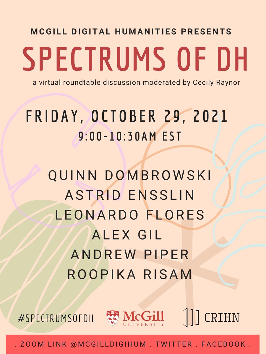 mcgilldigihum's tweet photo. The #SpectrumsofDH roundtable is next Friday! 🌈
In March 2021, @AstridEnsslin's spoke about "Writing New Body Worlds in Digital Fiction"
🌟Still curious about relational #posthumanism? Submit question for the roundtable ➡️ https://t.co/xkH1l4gF87
📧 DM us for an invite @crihunum https://t.co/DUUtNPF6lH