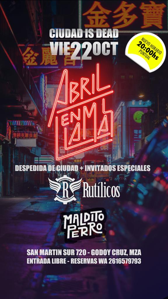 Perfumate, ponete lindi y preparate que esta noche hay rockandroll! 
Vuelven las bandas bb! 

Hoy! Sí hoy toca <a href="/abrilenllamas/">Abril en Llamas</a>.