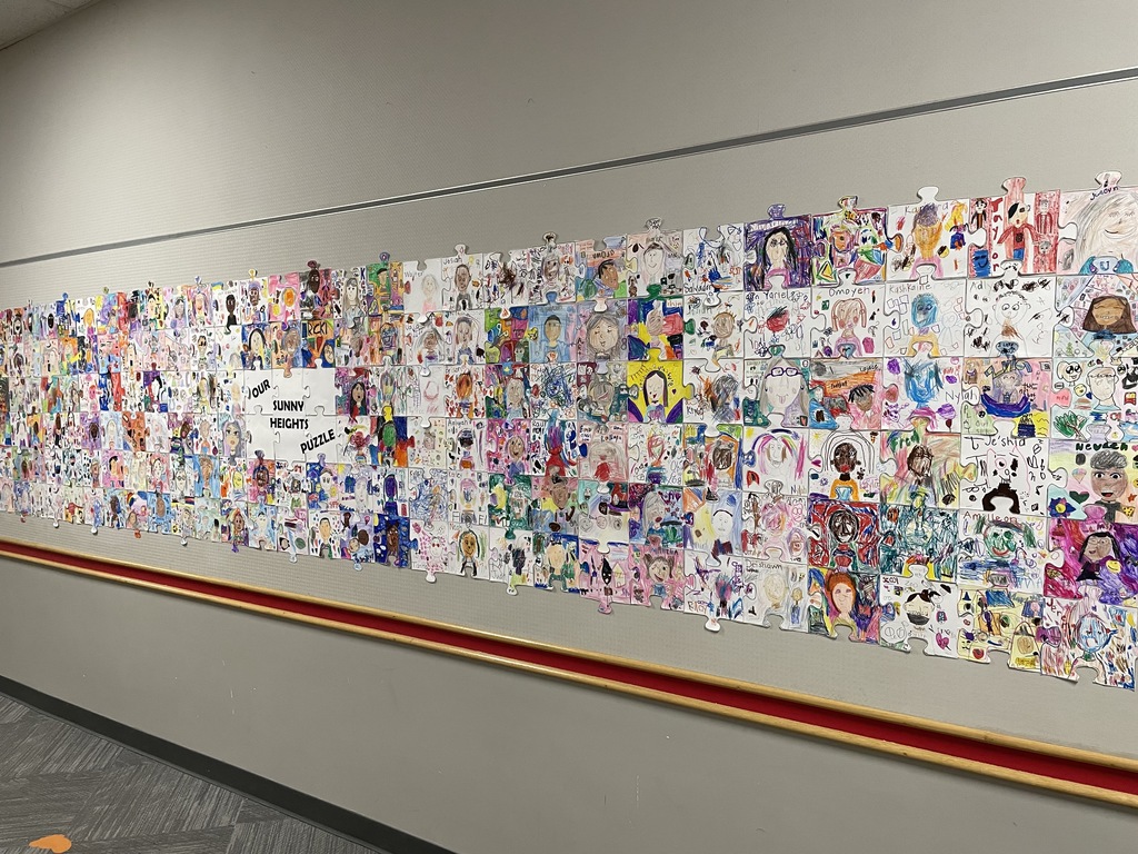 Check out the Sunny Heights Puzzle Masterpiece! Everyone matters <a href="/sunnyheightsele/">Sunny Heights Elem</a> as each student and staff member are a key piece of our success! Thank Ms. O'Neill for inspiring our students and school! #WarrenWill #OURHeights