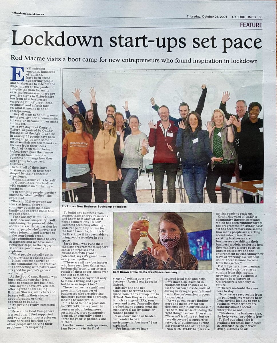 OSEPOX's tweet photo. Earlier this month we held a Business Bootcamp @ArkTOxford to provide support for new businesses in #Oxfordshire, kicking off our autumn events programme. Huge thanks to @oxfordtimes for covering this inaugural event.

@Aspireoxford @tapsocialbrew @GrantHayward @OxLEPBusiness https://t.co/4Iml2nxKQJ