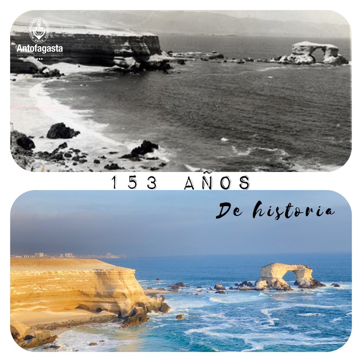 👉El 22 de octubre de 1868, se fundó oficialmente nuestro territorio bajo el nombre de “La Chimba” por el gobierno de Bolivia, años después se le nombraría #Antofagasta.

Recordemos este día en el que se marco un hito más en la historia de nuestra comuna que vuelve a brillar.✨