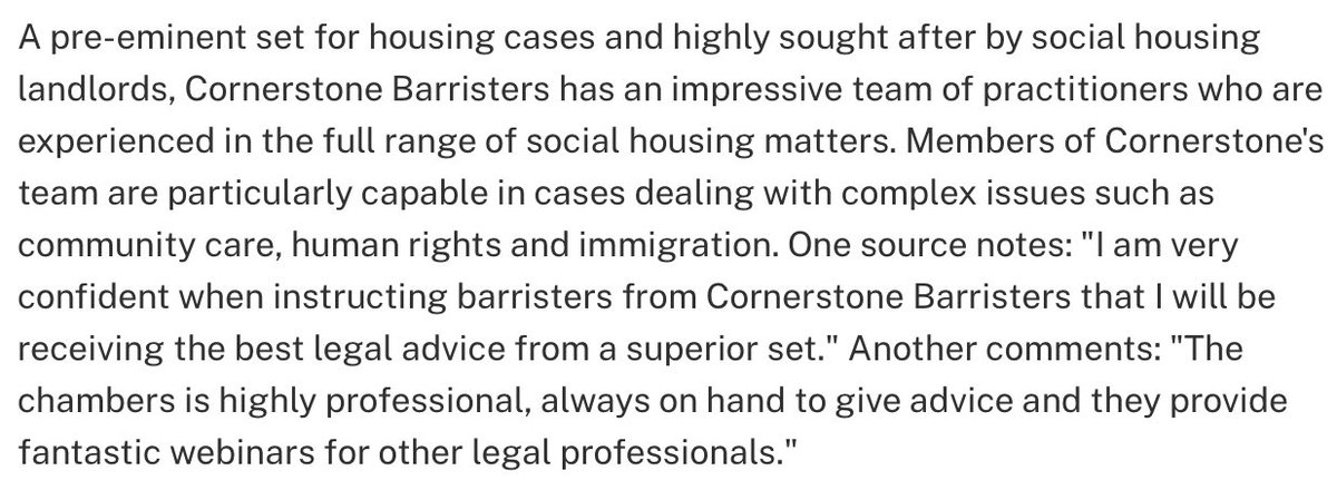 We are delighted to have retained our Band 1 status in <a href="/ChambersGuides/">Chambers and Partners</a>, along with 14 of <a href="/CstoneHousing/">Cornerstone Housing</a> ranked. As always it’s a big thank you to our staff, clients and colleagues, and all members of the Housing Team.

#SocialHousing #ChambersUKBar 

bit.ly/3B5BnYi