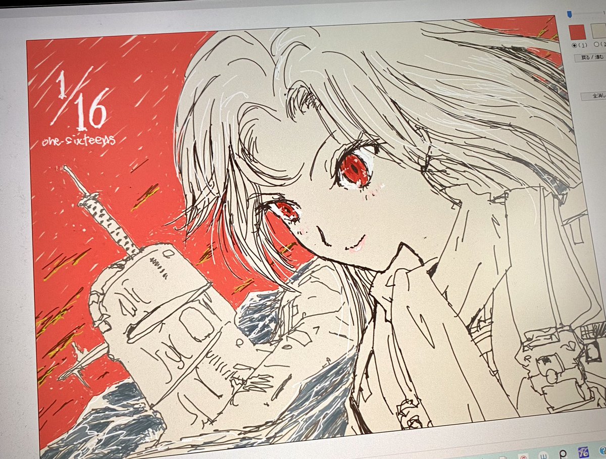 SyojiSeno's tweet image. 「海から来る翼」
1/16（one-sixteenth）
絶対の牙、それが無敵の盾。
#tegaki_dt #CrimsonEyes