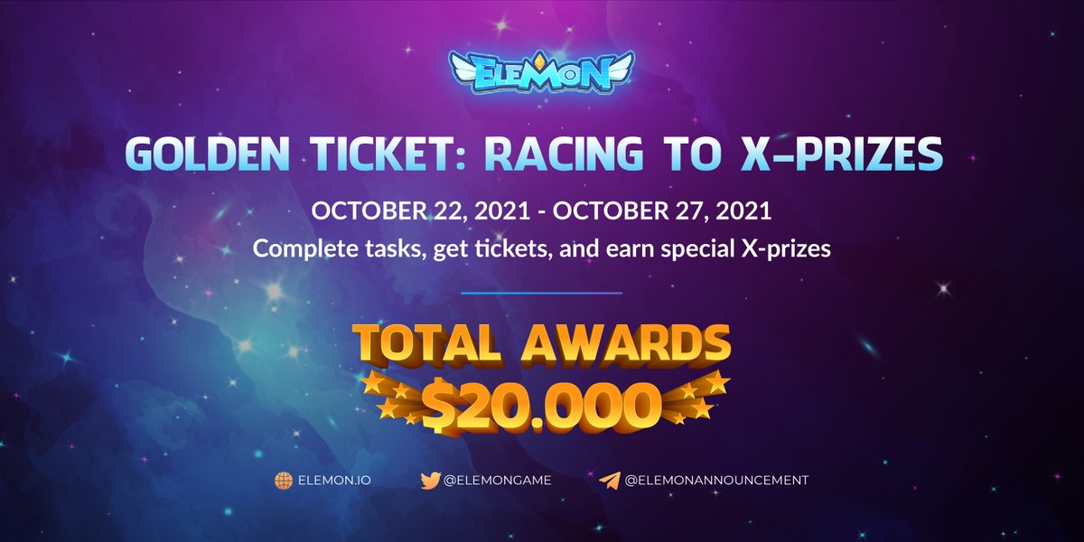 🔥GOLDEN TICKET-RACING TO X-PRIZES MINI-GAME🔥 Following the name guessing contest, Elemon is thrilled to announce that a brand-new mini-game Golden ticket is officially released. 🏆 Total Awards: up to $20,000 Read more information: elemon.substack.com/p/golden-ticke…