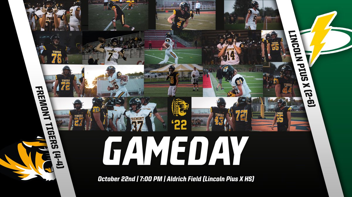 Its Tiger Football GAMEDAY! The Tigers head to Lincoln tonight as they match up with the Lincoln Pius X Thunderbolts! It's the last regular season contest for the 18 seniors pictured above, and playoff hopes are on the line. Go TIGERS!