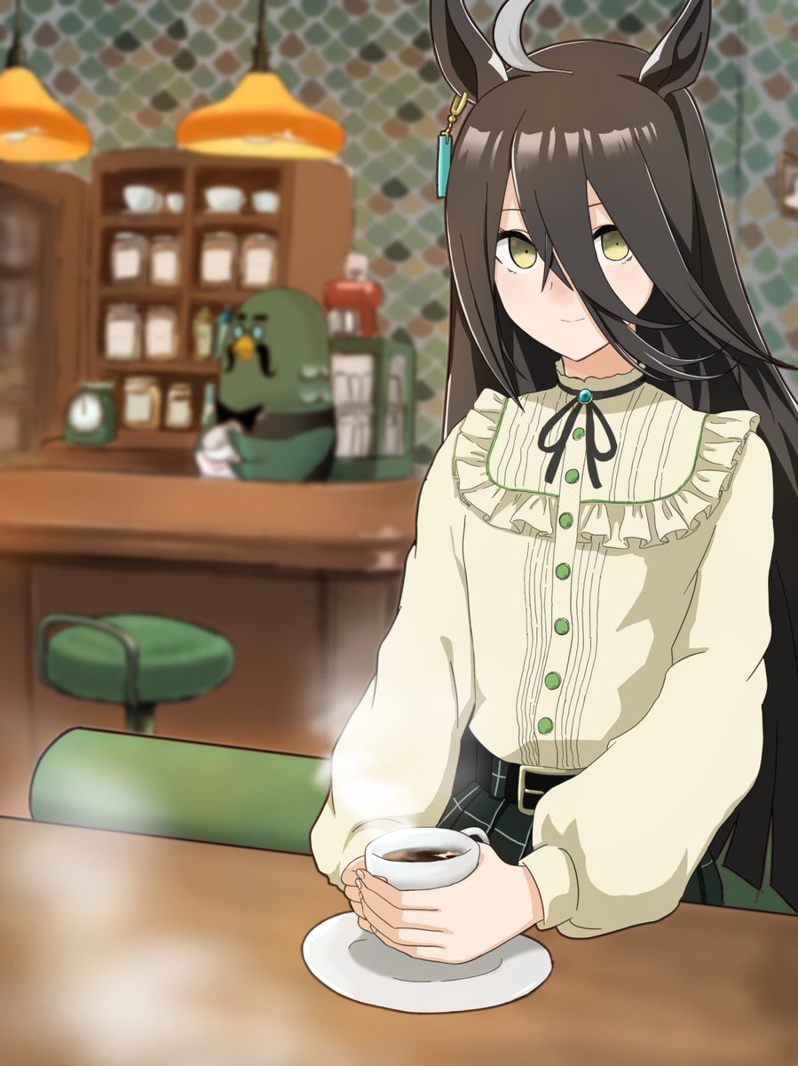 マンハッタンカフェ実装とあつもりの喫茶ハトの巣実装を記念して、勝手にコラボしました。

なお15000ジュエルは飲み干された模様…
#ウマ娘　#マンハッタンカフェ　#喫茶ハトの巣　#金曜はゲームナイト https://t.co/O3mO8TCqca