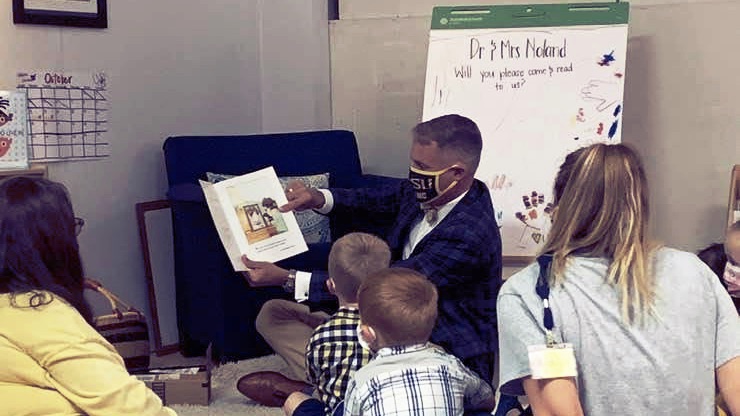ETSUPrez's tweet photo. Spent some time recently with some future college grads… maybe class of 2040? God Speed and Go "Lil' Bucs"! https://t.co/x5tMrwQQPJ