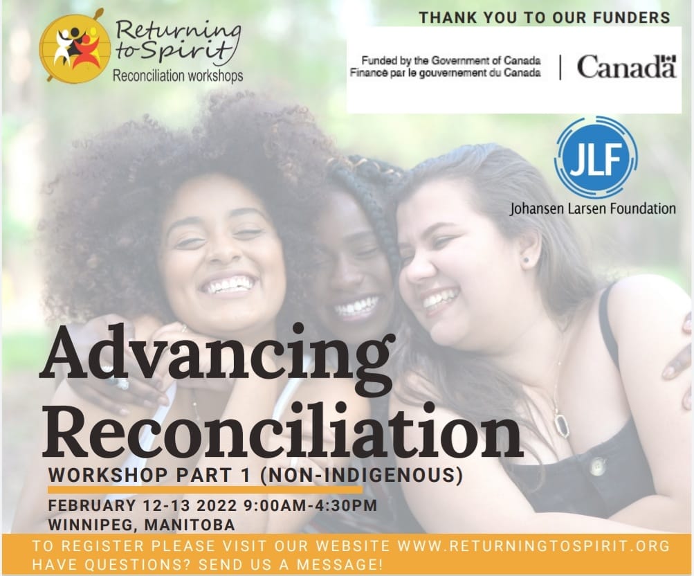 RTSCanada's tweet photo. Advancing Reconciliation Pt 1 scheduled for Feb 2022. If you identify as non-Indigenous & have already taken Roots of #Reconciliation (formerly named Foundational Workshop) this is your next step in the process. To register visit https://t.co/PN19HimaVd #winnipeg #wpgevents https://t.co/r6xZOeJ4Xq
