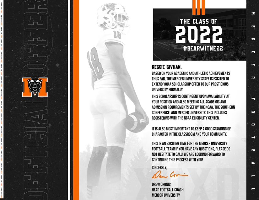 YNRegg's tweet image. AGTG! Truly blessed to receive my 2nd D-1 offer from Mercer University @CoachFosterMU @MercerFootball