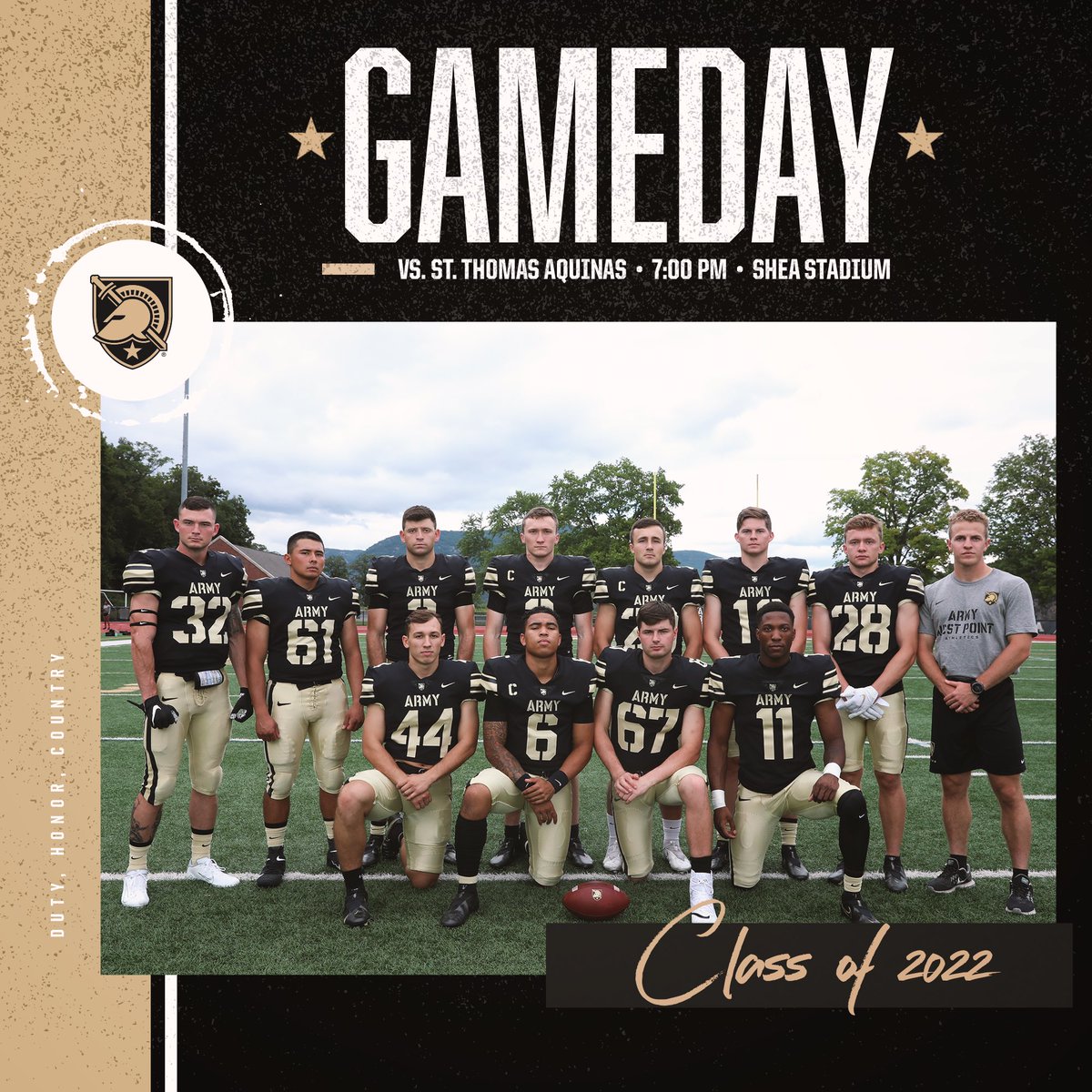ArmyWP_SprintFB's tweet photo. 𝐒𝐄𝐍𝐈𝐎𝐑 𝐊𝐍𝐈𝐆𝐇𝐓

Join us at Shea tonight as we honor our Firsties ‼️

🆚 St. Thomas Aquinas
⏰ 7 pm 
🏟 Shea Stadium 
💻 https://t.co/MAyAwr0K4b
📊 https://t.co/pCC455RTyZ

#GoArmy https://t.co/E53lgOkFGa