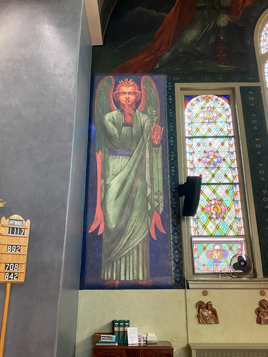 PittOsher's tweet photo. Not only did we get a fabulous lunch at @sprezzaturapgh & the Food+Energy Hub last week, #OLLIatPitt also went to learn about & view the Maxo Vanka Murals preserved by: Society to Preserve the Millvale Murals of #MaxoVanka - Stunning to say the least! #OSHER #LifelongLearning https://t.co/rBpMTkSxBL