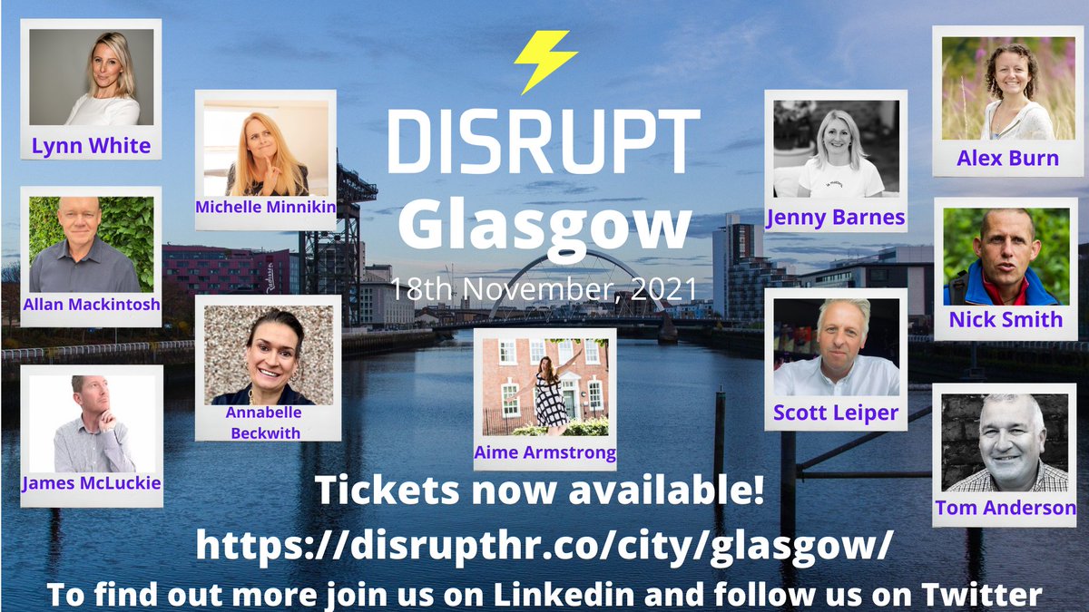 After a long 18 months of little social contact, why not join us at <a href="/DisruptHR_Glas/">DisruptHR Glasgow</a> for an evening of imaginative and fast paced presentations. Take the opportunity to have a conversation with a real person..actually in the flesh!
And what a great speaker line up we have so far!