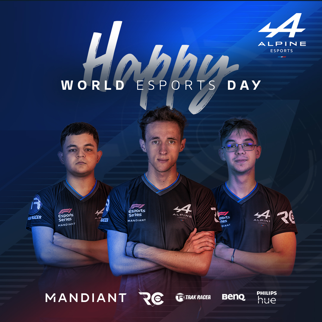 AlpineRacing's tweet photo. 🎮 Today is the #worldesportsday! 
The opportunity to show our support to our Esport team @raceclutch @FDonoso99 @NicolasLonguet @patriksipos_ 💪
cc @WorldEsportsDay https://t.co/3J9rI01rYM