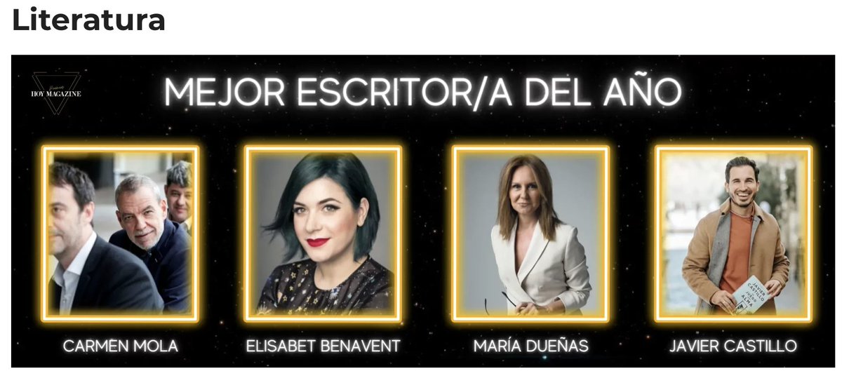 sumadeletras's tweet photo. Nuestros queridos autores @Betacoqueta y @JavierCordura nominados en la categoría de "mejor escritor/a del año" en los Premios Hoy Magazine 2021.

¡Enhorabuena!

@penguinlibros #NovelasQueSuman

https://t.co/NJQE2ytQX3 https://t.co/s141HXkzg2