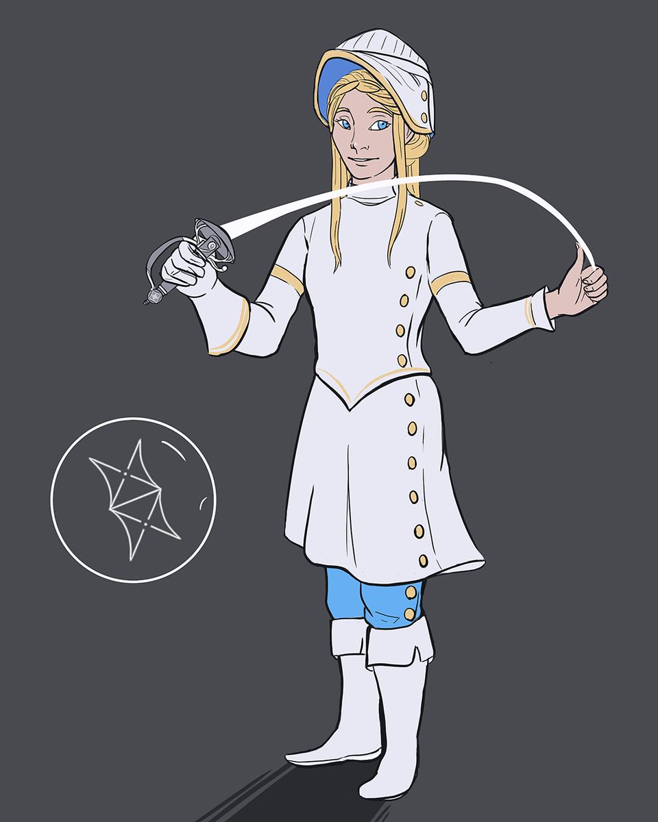 Sarene in her fencing gear bout to teach some ladies how to fite. Done for blade, cosmere inktober 2021. 

#sarene #ashe #elantris #cosmere #brandonsanderson #cosmereinktober