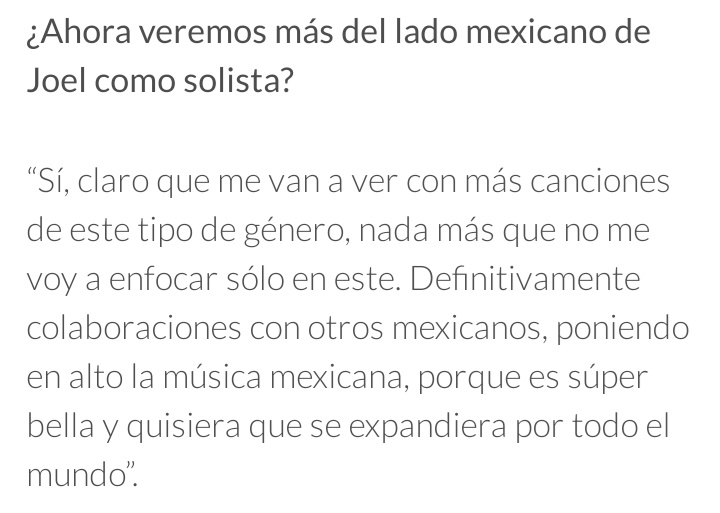 JPDLMEX's tweet photo. Joel (@JOELDELE0N) en su entrevista para "Chilango", mencionó que habrá colaboraciones con artistas mexicanos con el fin de hacer llegar al mundo la música mexicana🇲🇽.
https://t.co/LKW4f5TVfa https://t.co/3Qe3qBS4HF