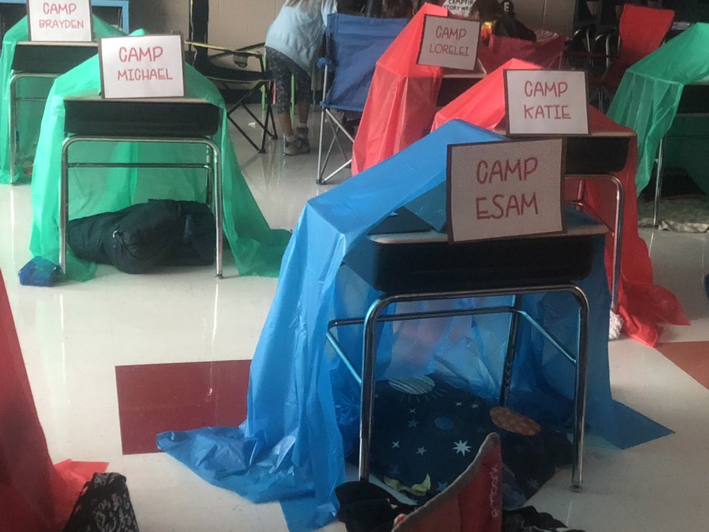 missgallagher03's tweet photo. Camping Day underway!!  Kids are working on lots of reading and math skills today with a camping theme!! https://t.co/Z8PrPDLzLy