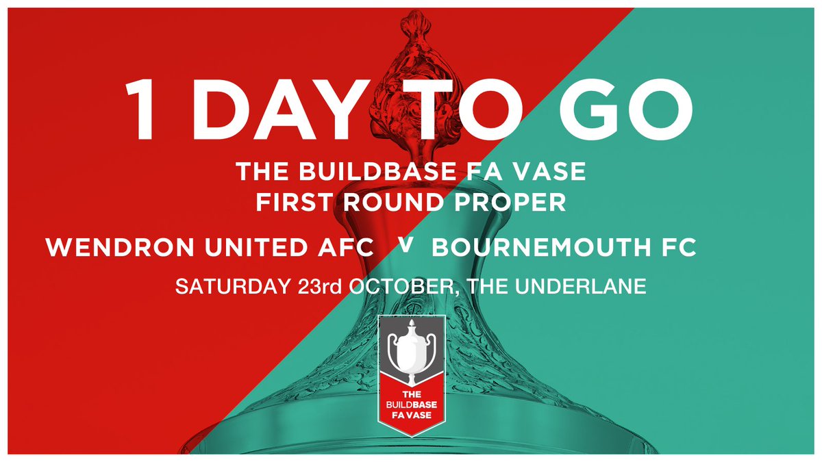 1 DAY TO GO UNITL WE WELCOME <a href="/O_BournemouthFC/">Bournemouth FC</a> TO THE UNDERLANE
Wendron Utd v Bournemouth FC
🗓23/10/21
⏰3pm KO
🏆FA VASE 1st RND. 
📍The Underlane, Wendron TR13 0EH 
<a href="/swpleague/">WALTER C. PARSON PENINSULA LEAGUE</a> <a href="/Cornishfootball/">Dave Deacon</a> <a href="/swsportsnews/">South West Sports News</a>