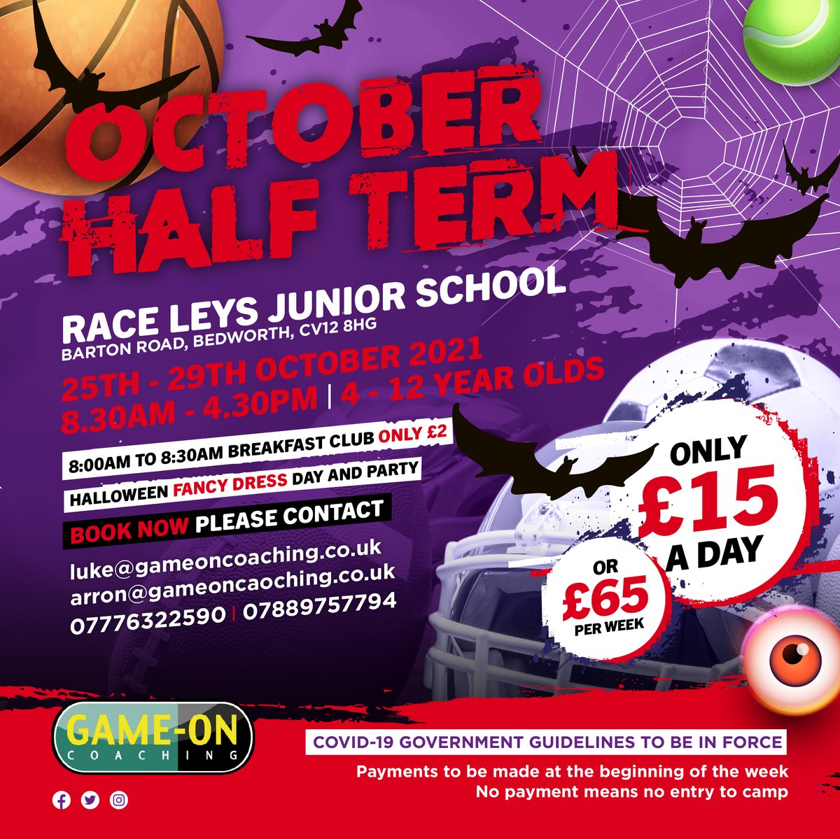 GameOn_Coaching's tweet photo. One more Weekend Before We have our Exciting holiday camps opening in the school October half term .!! 
All information is below but please contact us for any information you may need .!! 
Please Like and Share guys 
Team GAME-ON
#Teamgameon #Gameoncoaching #Schoolholidays https://t.co/gaWNU2HZ6l