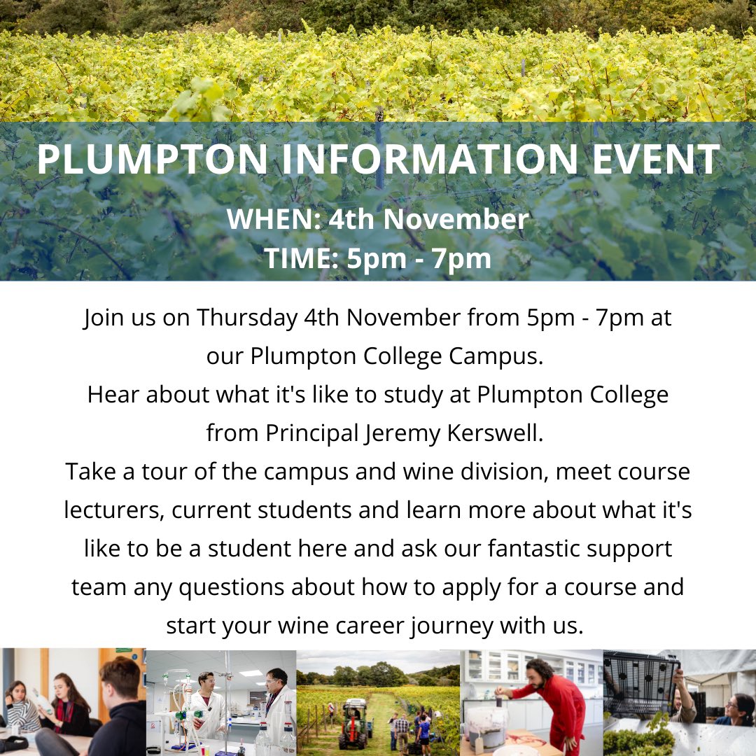 We are hosting an open evening! Come &amp; find out what it’s like to learn and study such a diverse,engaging and fulfilling industry that can lead to an international career in International Wine Business &amp;or Wine Production #makewineyourcareer #education #travel #career #wine #ucas