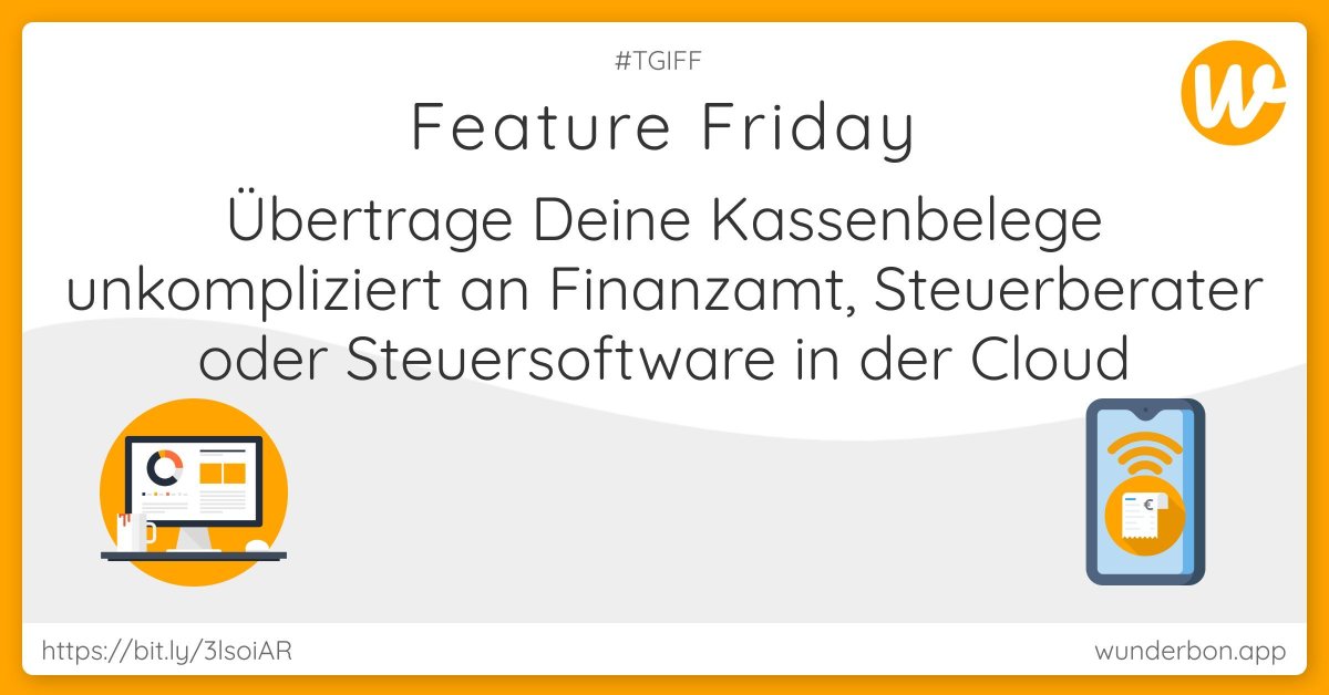 wunderbon's tweet image. Mit wunderbon erhältst Du Deine Kassenbelege übersichtlich sortiert und kannst diese unkompliziert an #Finanzamt, #Steuerberater oder #Steuersoftware in der #Cloud überführen 👨🏼‍💻 #Schnell &amp;amp; #sicher 📲 Das spart #Zeit und Geld 💰 Mehr unter: buff.ly/3oXP615