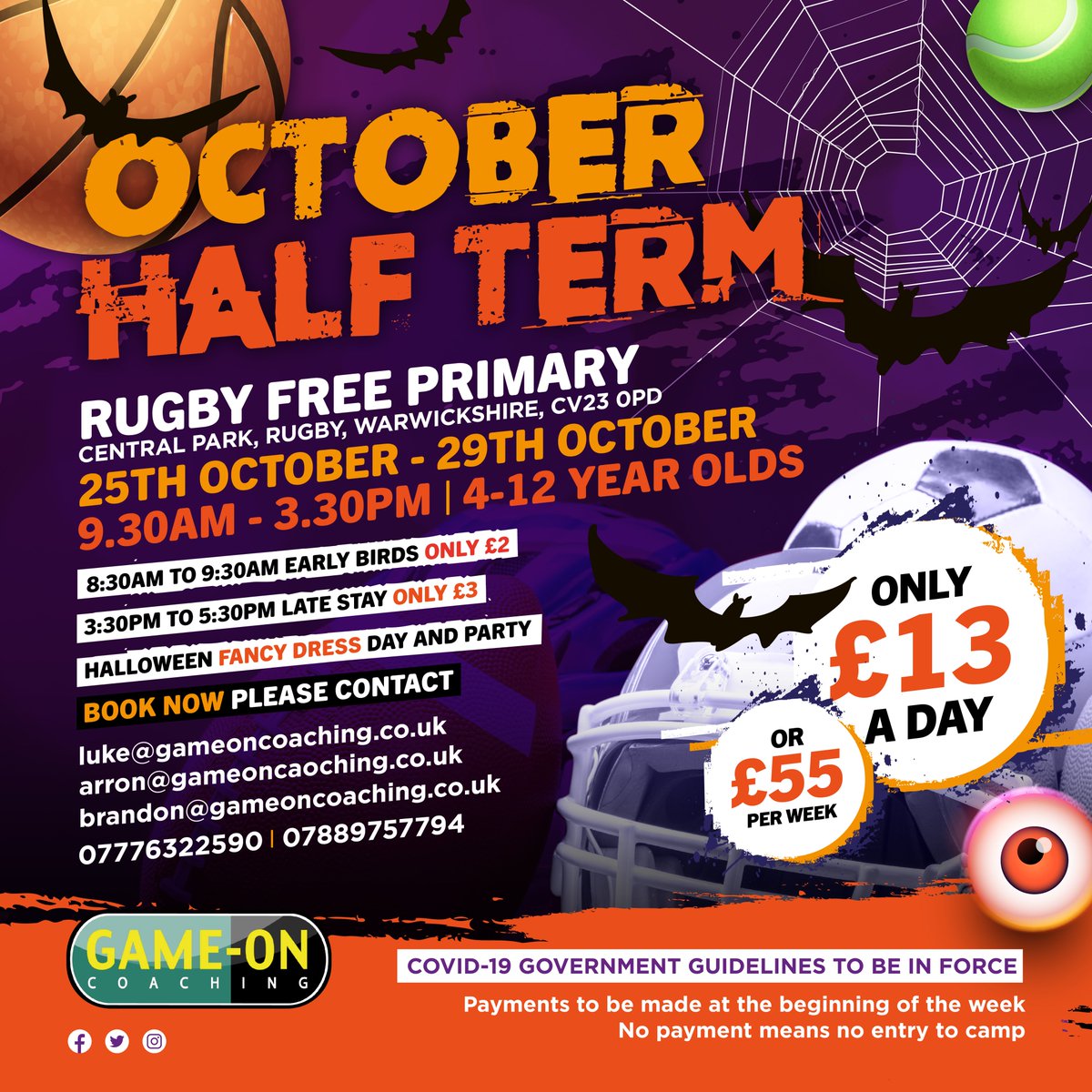 GameOn_Coaching's tweet photo. One more Weekend Before We have our Exciting holiday camps opening in the school October half term .!! 
All information is below but please contact us for any information you may need .!! 
Please Like and Share guys 
Team GAME-ON
#Teamgameon #Gameoncoaching #Schoolholidays https://t.co/gaWNU2HZ6l